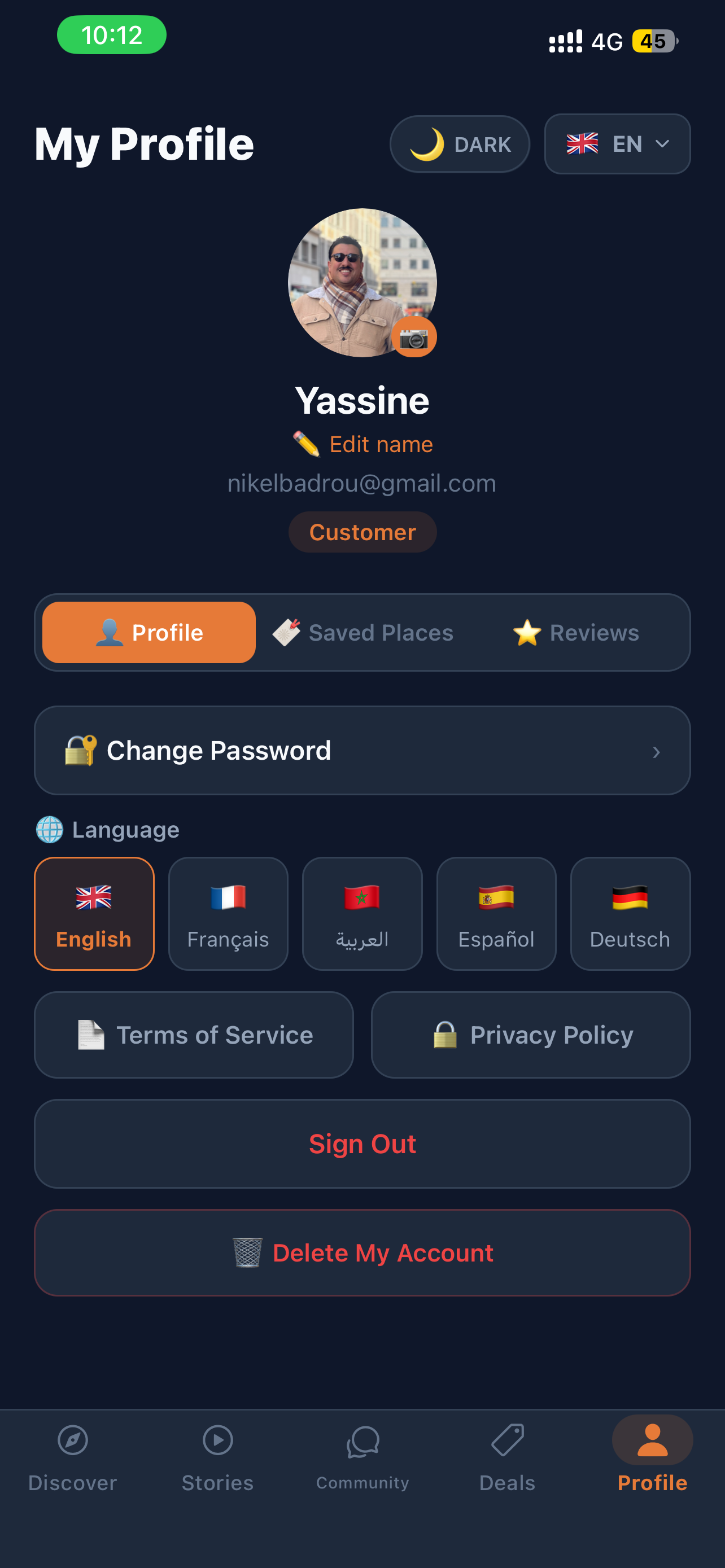 Tablio Profile — 5 languages, dark mode